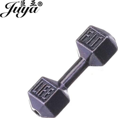 JUYA Barbell Dumbbell Spacer Beads Charms Fit Diy Fitness Bracelets DIY Making Finding 24x9mm Cheap Jewelry Accessories AQ0430