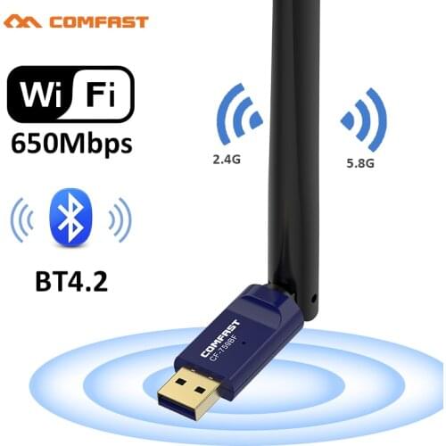 Comfast CF-759BF Dual Band 5.8G USB WiFi Adapter 650Mbps Wifi antenna Wireless Network Card Bluetooth 4. 2 Adapter WiFi Dongle
