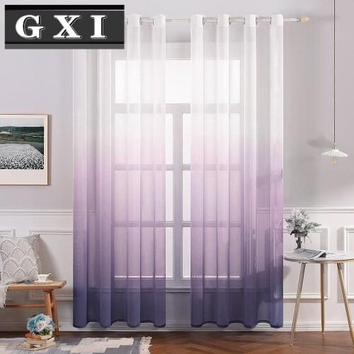 52X84 Inch Purple Linen Sheer Curtains Gradient Transparent Coffee Drapes Grommet Top Window Curtains for Bedroom Living Room