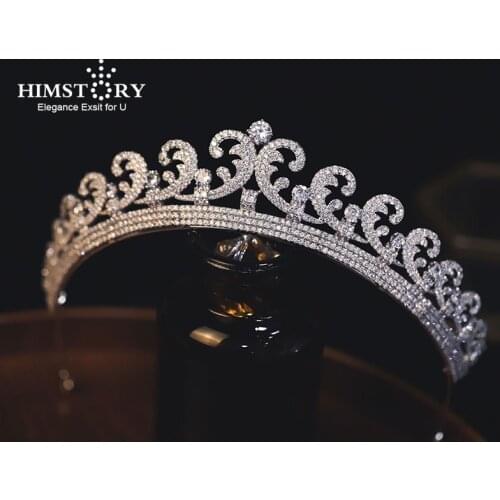 HIMSTORY Gorgeous Crown Tiara de Noiva Kate Princess Wedding Hair Accessories Women Head Jewelry Zircon Bridal Headdress
