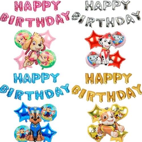 1Set Paw Patrol Toys Dog Letter balloons Birthday Action Figures Skye Rubble Marshall Boys Girls Party Supplies Deco Gifts