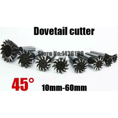 1PCS 45 Degree HSS Dovetail Cutter End Mill Milling Cutter 10mm 12mm 14mm 16mm 18mm 20mm 25mm 30mm 32mm 35mm 40mm 45mm 50mm 60mm