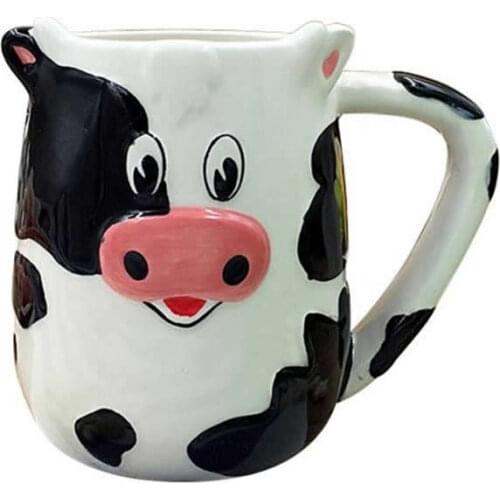 Cute cartoon dairy cow ceramic mug Funny animal smiley gift cup