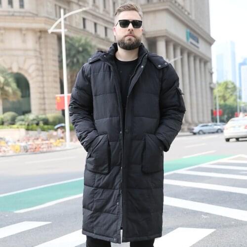 Mens Long Over the Knee Cotton coat Male White Duck Down Warm Black jacket Thick Winter Casual Winter Clothes Size XL-9XL 10XL