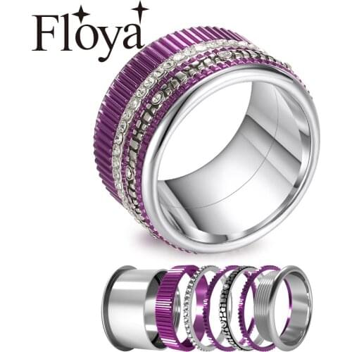 Cremo Purple Gear Rings Stainless Steel Ring Set Femme Combination Interchangeable Fidget Meditation Machinery Wedding Band Gift