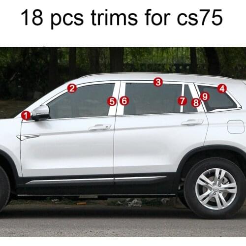 Stainless steel car window trims for changan cs75 2014 2015 2016 2017 2018