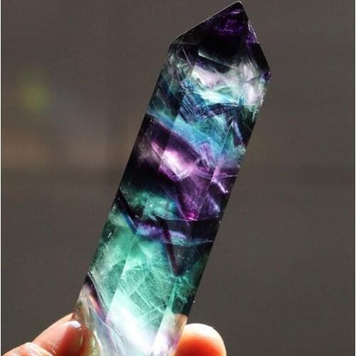 Night Lights Natural Hexagonal Crystal Quartz Healing Fluorite Wand Stone Purple Green Gem Family Desktop Decorations Decorate