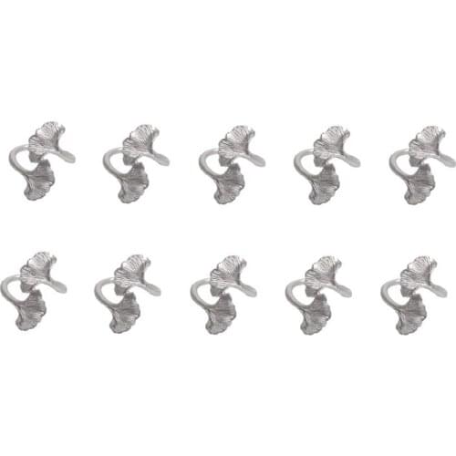 New 10Pcs/Multi Napkin Button Ginkgo Leaf West Napkin Ring Cloth Ring Metal Napkin Ring Hotel Dining Table