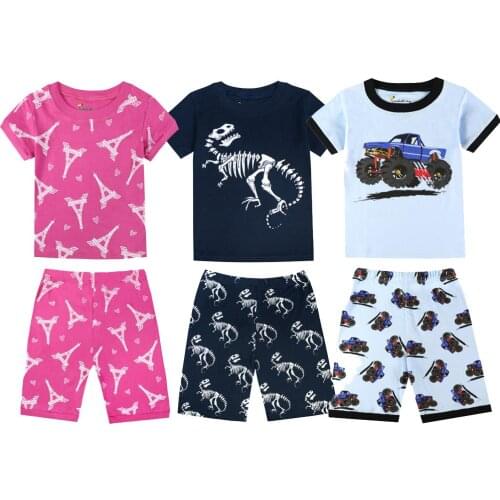 2021 New Summer Kids Pajamas Sets Boys Sleepwear Pyjamas Childrens Pajamas Suit Baby Girl Clothes Short Sleeve Girls Pijamas