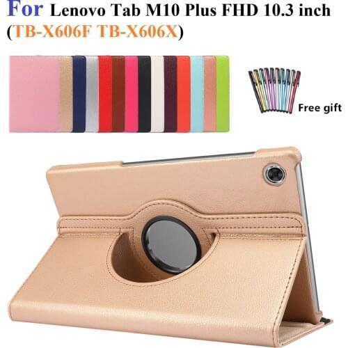 New Tablet Case for Lenovo Tab M10 FHD Plus 10.3 Pu Leather Case 360 Degree Rotating Stand Smart Cover Auto Sleep Wake with Pen