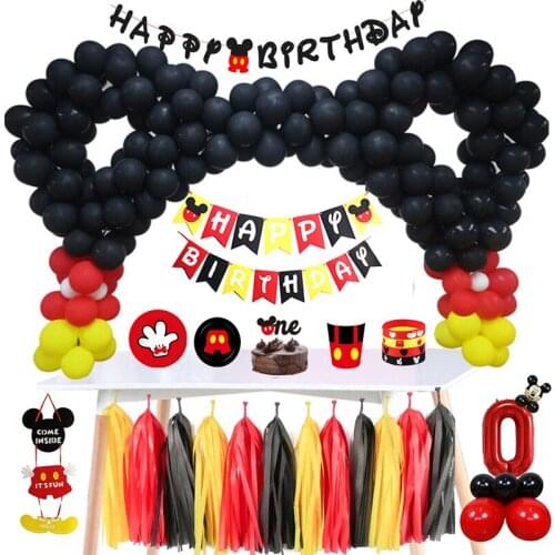 Disney Mickey Theme Party Holiday Banner 8 People birthday party Disposable Plate Napkin Cup Cake Toppers For Kids Favor Gifts