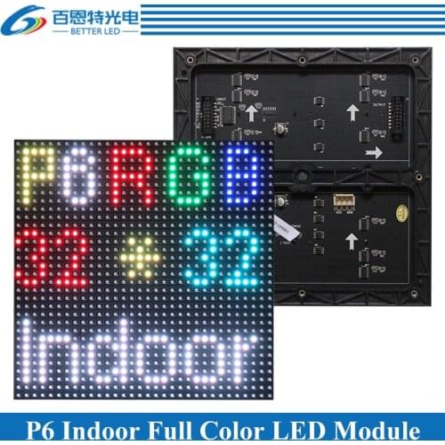 P6 LED screen panel module 192*192mm 32*32 pixels 1/16 Scan 3in1 SMD RGB Indoor P6 Full color LED display panel module