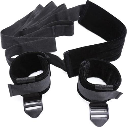 Couples Black Plush Shackles Webbing Adjustable Sex Toys Leggings