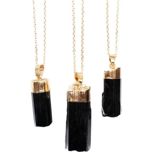 Natural Black Pillar Tourmaline Stone Pendant Rough Original Cylindrical Energy Pendant For Woman And Man Gift Fashion Jewelry
