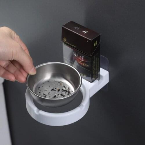 Hanging Cigarette Storage Rack Bathroom Wall Stainless Steel Ashtray Toilet Storage Cup Cigarette Tools Box Simple Bar Ashtray