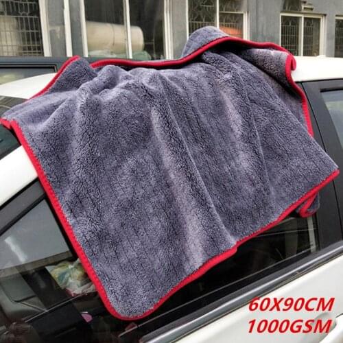 60x90CM Car Cleaning Towel Auto Car Wash Detailing Cloth 1000GSM Microfiber Super Thick Towel Cleaning Rag Car Washing Tools