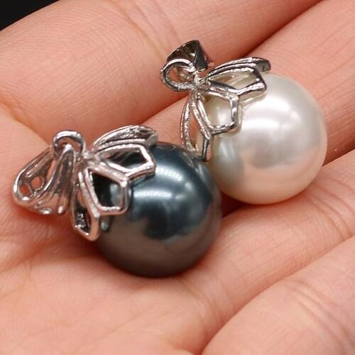 Shell Pearl Round Ball Shape Lace Pendant 16x16mm for Jewelry Making Supplies Fit Necklaces Accessories Gift