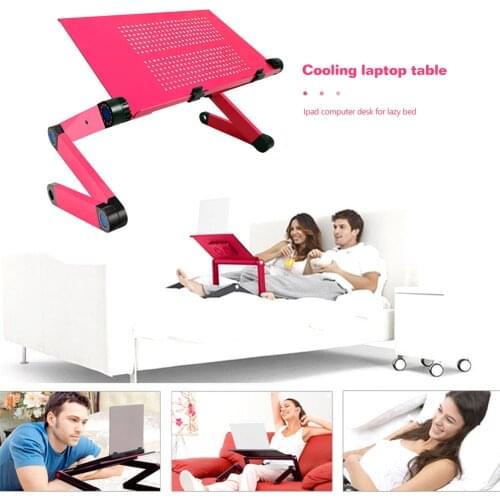 Adjustable Folding Table Portable Aluminum/ABS Cooling Laptop Desk Tray Notebook Stand for Sofa Bed Household Supplies Dropship