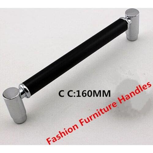 160mm modern fashion black silver furniture handles shiny silver cabinet wardrobe door handles 6.3" chrome black dresser handles