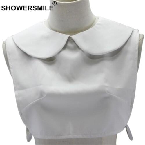 SHOWERSMILE Doll Detachable Collar Female White Black Fake Collar Shirt Women Vintage Solid Rolita Removable Collar