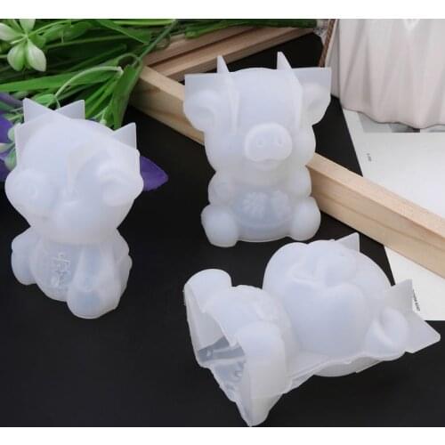 Silicone Silicone Mold Pig Cute 3D Solid Piggy Year Chinese Words Lucky Molds DIY Epoxy Resin Tools Jewelry Making Cake Fondant