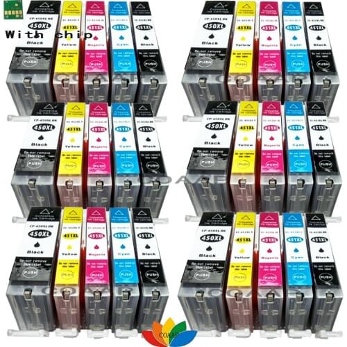 30 x Compatible ink Cartridge PGI-450 CLI-451 BK PBK C M Y for Canon PIXMA MG6340 MG7140 iP8740 MG7540 printer