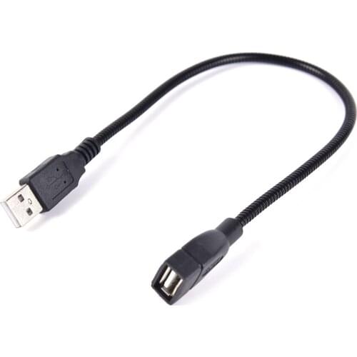 USB Male to Female Extension Cable LED Light Adapter Metal Hose for PC Desktop