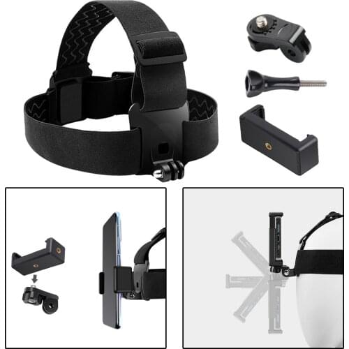 Universal Head Strap Mount Headband Holder with Mobile Phone Clip for Smartphones Black