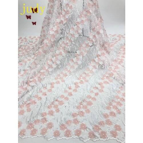 Stock 5 colors embroidery diagonal stripes 3D mixed colors floret sequins fashionable French cloth used for wedding dress