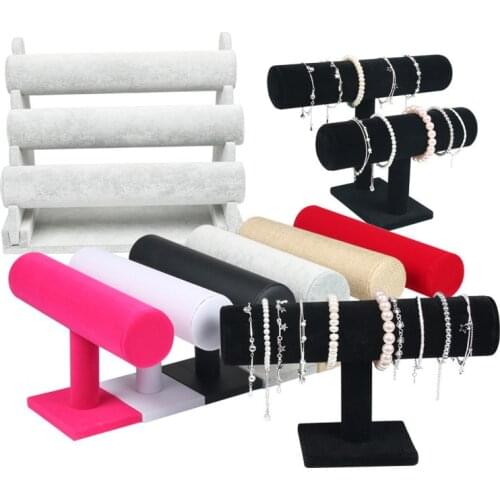 Velvet Leather Ornaments Showing Holder Bracelet Watch Display Stand Organizer Storage T-Bar Rack Rack gift boxes for jewellery