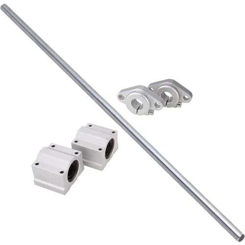 Vertical 12mm Dia Linear Motion Ball Bearing Slide Bushing &500mm Linear Shaft Optical Axis with Rod Rail Support Set of 5