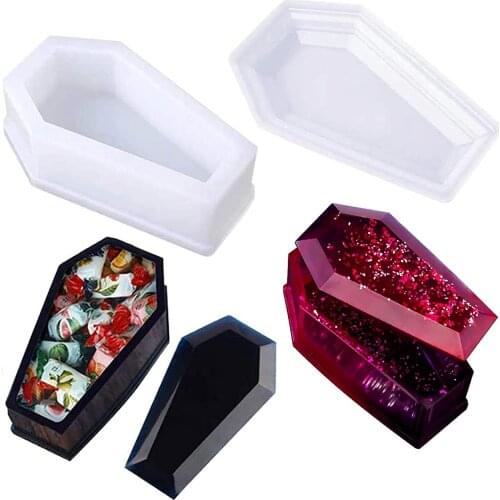 Vampire Coffin Resin Mold Storage Box With Lid Silicone Mold Pouring Epoxy Resin Clay Craft Mold DIY Craft Halloween Decoration