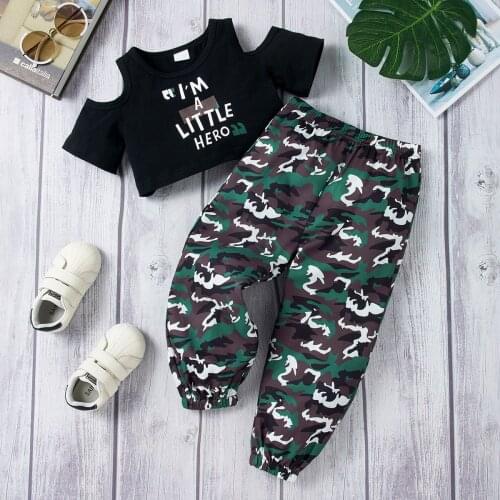YOYOSHOW 202New Readystock Summer girls set fashion clothes girl outfits 2-6 years old girls camouflage pants set