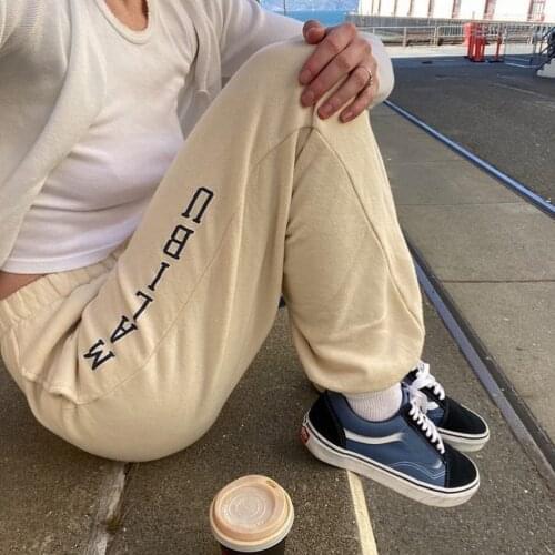 Letter Print Cotton Pants Women 2021 Summer Harajuku Casual High Waist Y2k Trousers Women Vintage Streetwear Sweatpants Chic