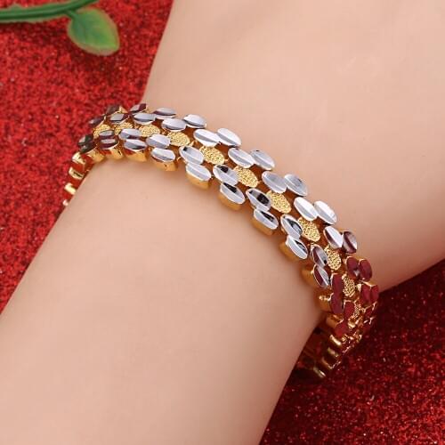 Womens Mens Bracelet Brass Jewelry Gold Color Link Bracelet Jewelry