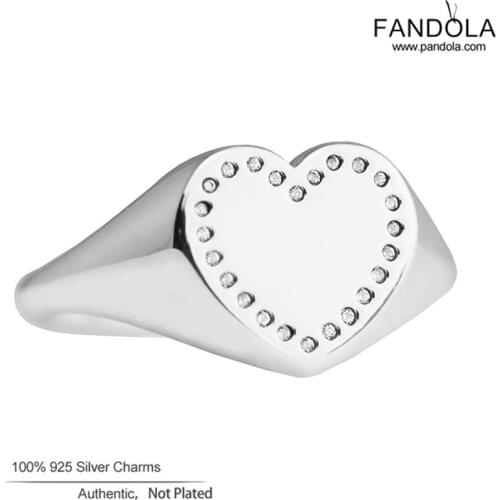 Heart Signet Ring 925 Sterling Silver Clear CZ Wedding Original Rings for Women Silver 925 anillos mujer Fine Jewelry