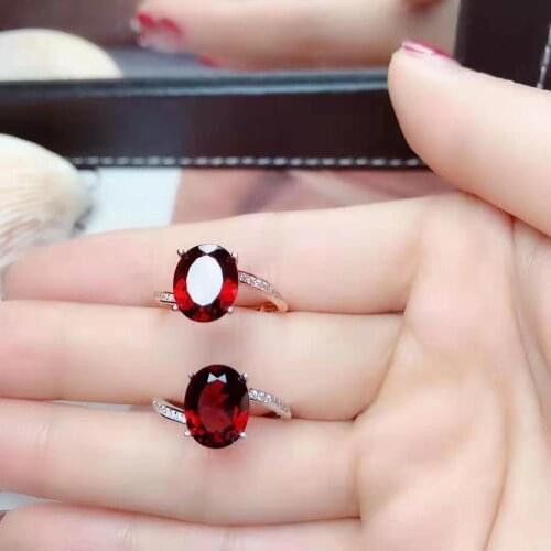 Real 925 Sterling Silver Natural Pigeon Blood Garnet Gemstone Ring Fashion Charming Fine Jewelry for Women Free Shipping
