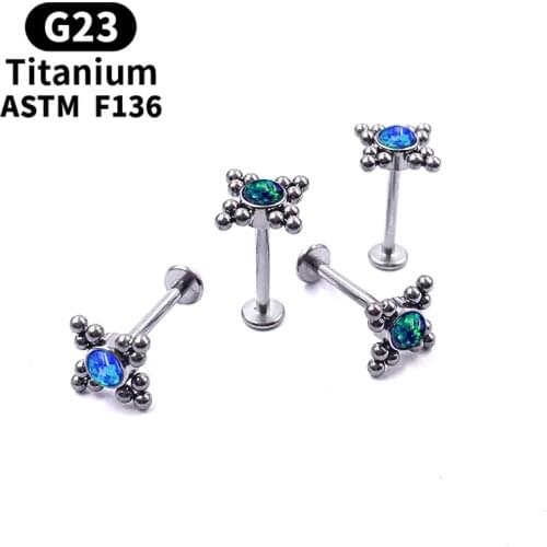 1 Pcs Surgery G23 Titanium Fire Opal Ear Cartilage Trauma Cochlear Spiral Conch Puncture Labret Lip Nail Ring Body Decoration