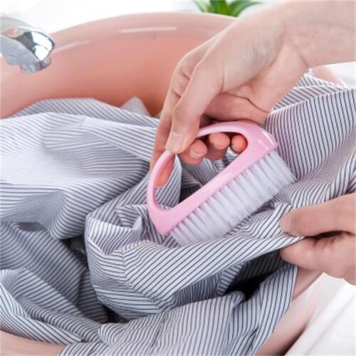 1 Pcs Plastic Handle Cleaning Brush Colorful Egg-shaped Multi-function Soft Hair Home Kitchen Washing Supplies