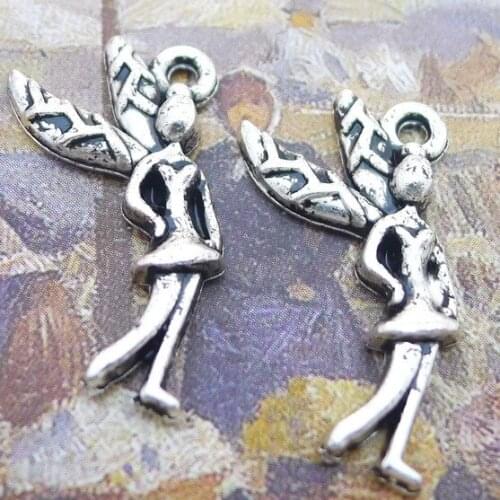 Newest 12Pieces 14*26mm Mixed Alloy Antique Silver Color Fairy Angel Charms Bracelet Pendant Accessory For DIY Jewelry Making
