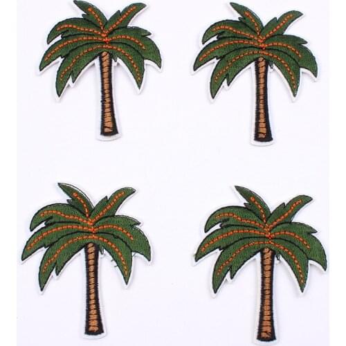 50pcs/lot Coconut Tree Embroidery Patches Letters Clothing Decoration Accessories Diy Iron Heat Transfer Applique Clothes