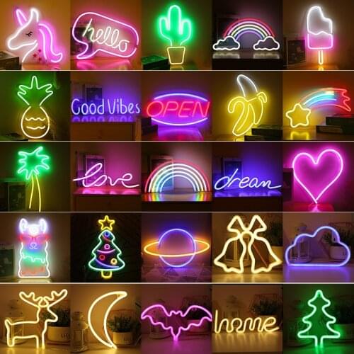 Acrylic USB Led Neon Night Light Colorful Neon Sign Wall Hanging Sign Lamp for Home Party Holiday Wedding Decoration Xmas Gift