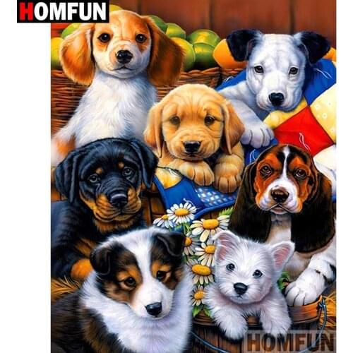 HOMFUN Full Square/Round Drill 5D DIY Diamond Painting "Animal dog" 3D Diamond Embroidery Cross Stitch Home Decor A18797