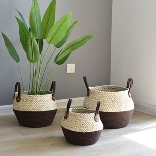 Bamboo Woven Flower Basket Organizer Organizador Rattan Rangement Panier Basket Storage Oрганайзер الشاي الصواني