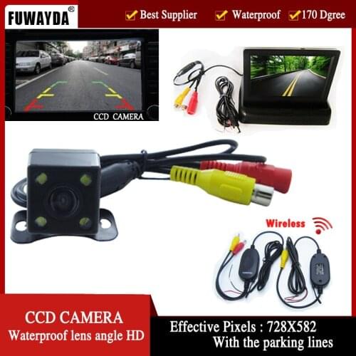 FUWAYDA Wireless Universal Car Rear View Reversing system with Night Vision Function Camera+4.3Inch foldable LCD Monitor HD