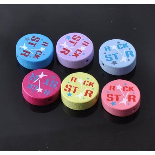 Mixed Rock Paintied Wooden Spacer Beads For kids handwork Jewelry 20mm 20pcs MT0418X