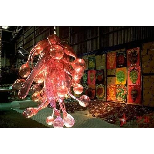 100% Mouth Blown Borosilicate Glass Artistic Crystal Chandelier Hotel Decoration Murano Glass Pink Chandelier
