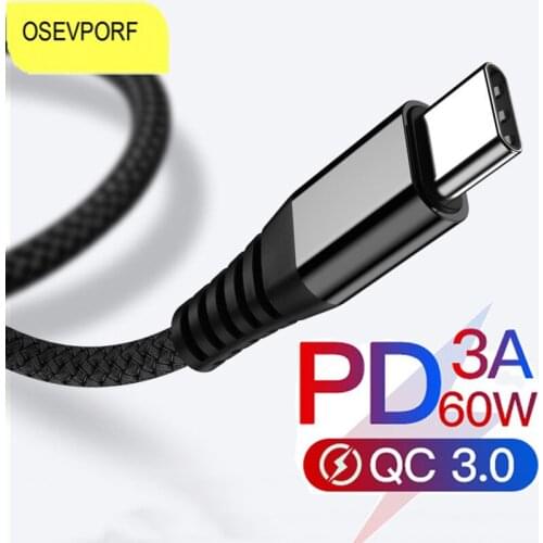 PD 60W Fast Charging Cord USB C to USB Type C Cable For Xiaomi Huawei P40 Pro USB C Quick Charge 3.0 For Samsung S20 Data Wire