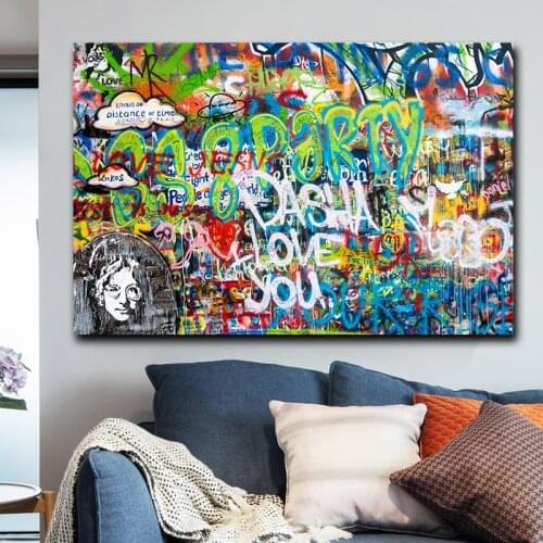 Canvas Oil Painting Abstract John Lennon Wall Art Oil Painting Poster Canvas Painting Print Pictures for Living Room Home Decor