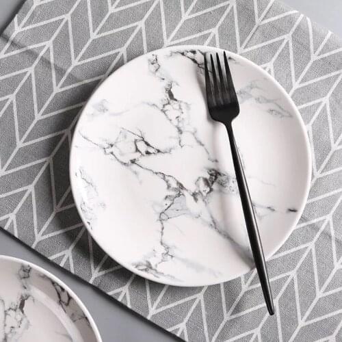 1 pc 6 or 8 or 10 inch Marble pattern ceramic dessert plate porcelain Dinner Plate for tableware